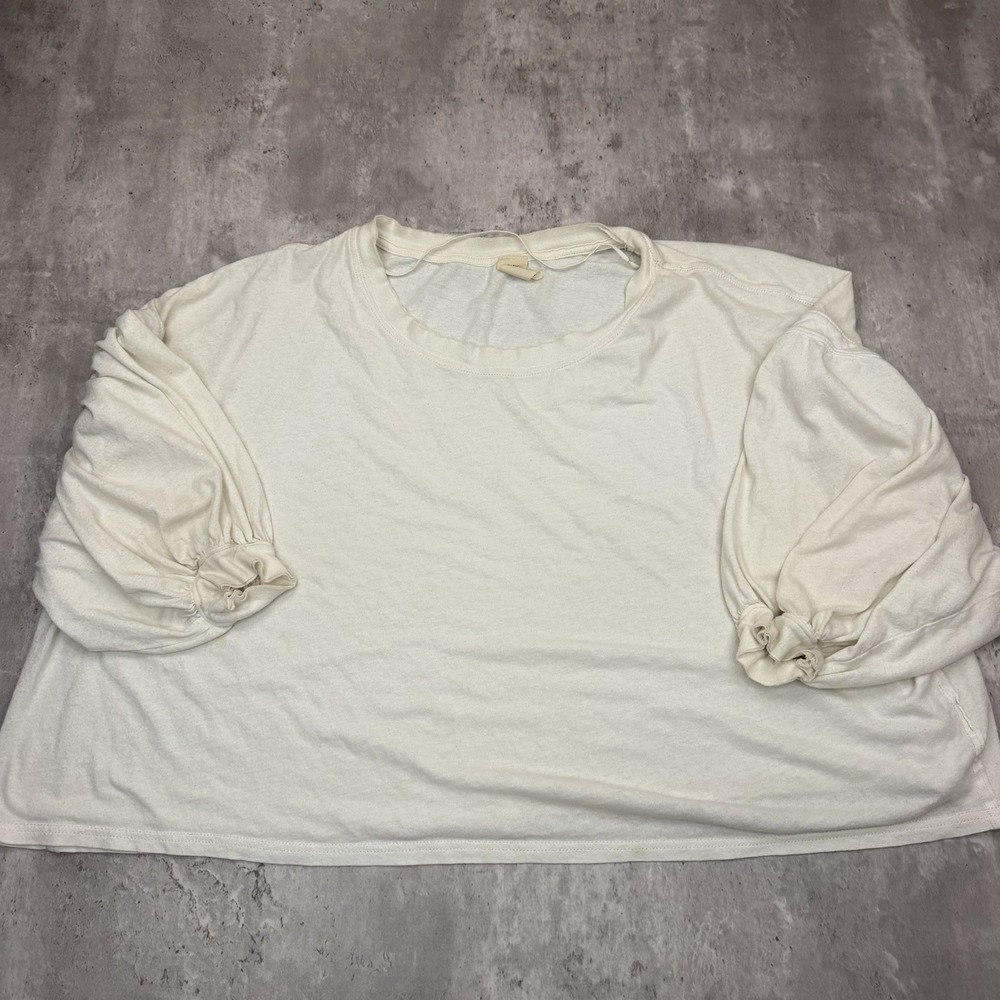 We The Free Free People Sugar Rush Tee White Balloon Sleeve Crop Top Size M